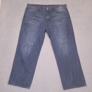 Lucky Brand Jeans Mens 40x29 Blue Denim Short Inseam Straight Leg Gene Montesano